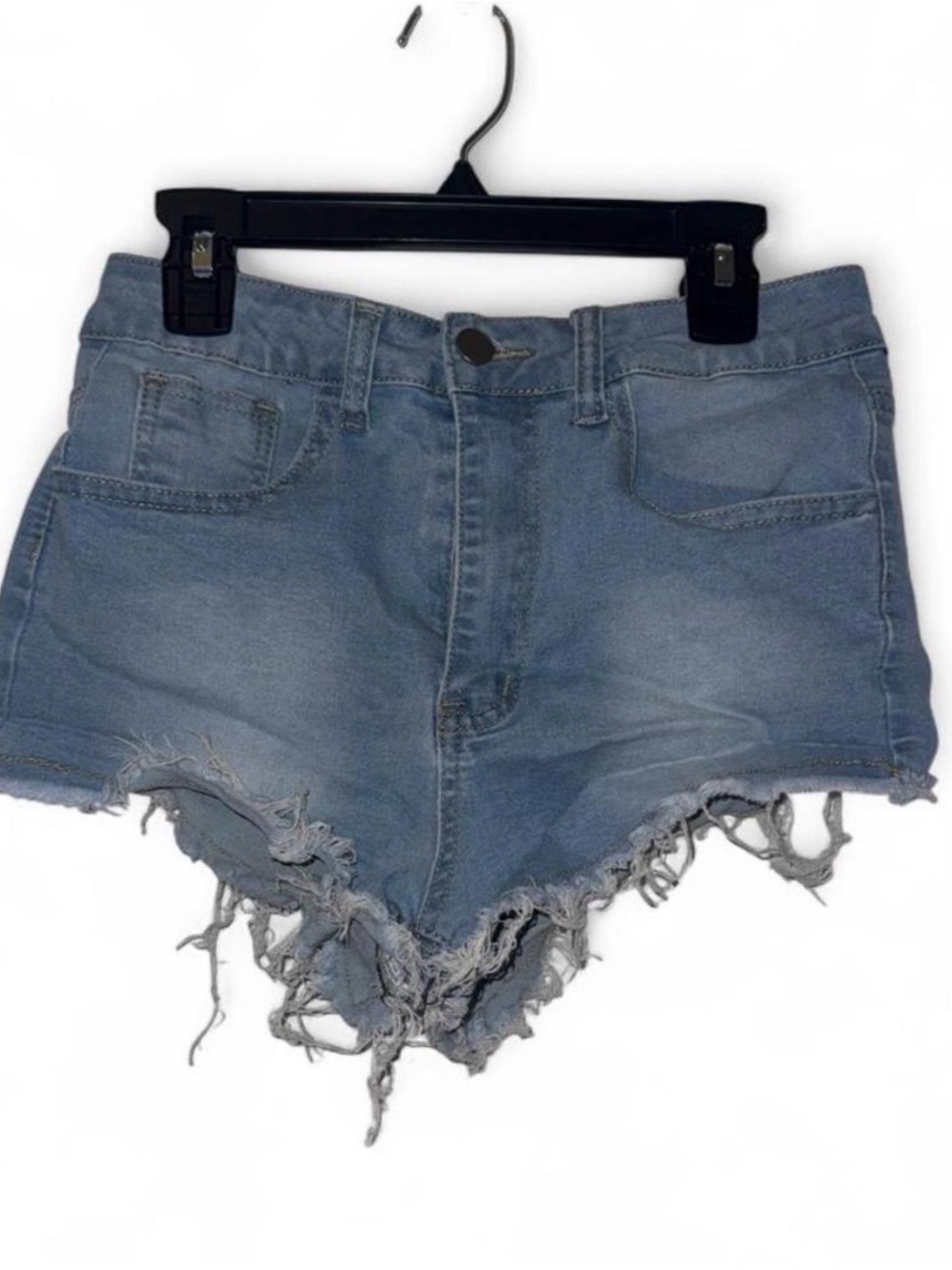 SHEIN Light Blue Distressed High-Rise Denim Shorts